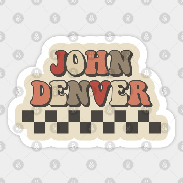 John Denver Checkered Retro Groovy Style Sticker by Time Travel Style